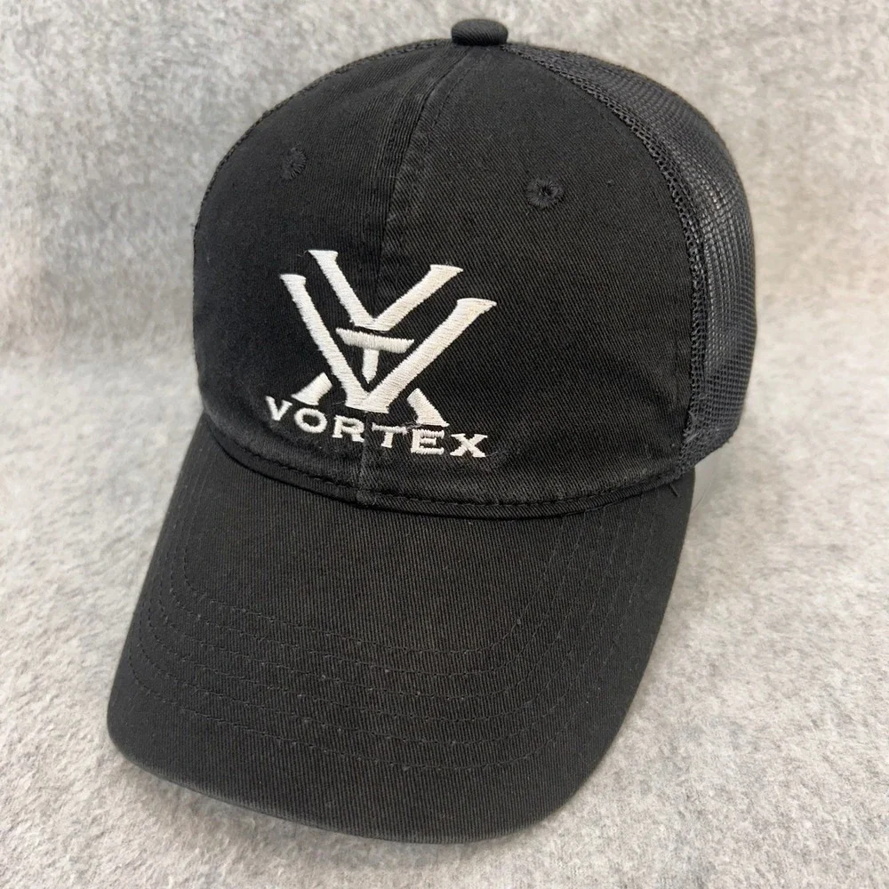 Vortex Embroidered Logo Mens Black Vortex Trucker Hat Snapback Mesh Cap OSFM